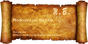 Modrovics Betta névjegykártya